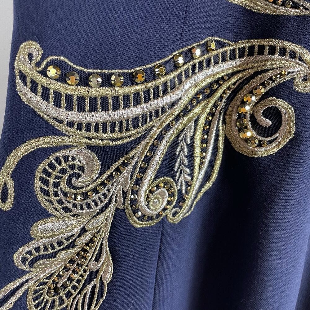 Lilly Pulitzer Benita Shift Dress Blue Embroidered‎ Sequin Sleeveless Sz 4 - Picture 6 of 11